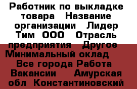 Работник по выкладке товара › Название организации ­ Лидер Тим, ООО › Отрасль предприятия ­ Другое › Минимальный оклад ­ 1 - Все города Работа » Вакансии   . Амурская обл.,Константиновский р-н